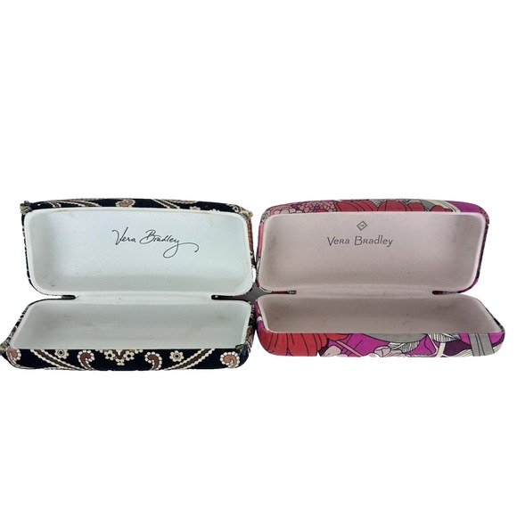 Vera Bradley Hard Shell Sunglass Eye Glass Clamshell Cases Lot of 2 Pink/Black - Picture 4 of 9